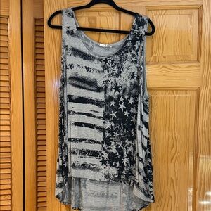 Artisan Ny Black and Gray Starry Striped Tank Top